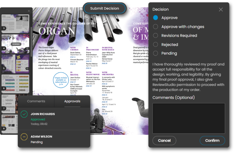 PDF proofing and annotation for markups and feedback-